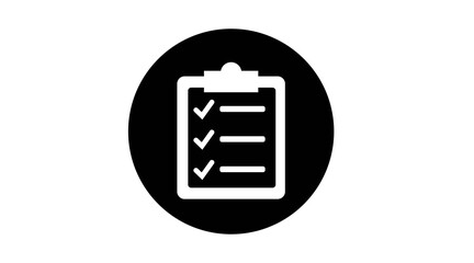 Checklist icon. Clipboard icon. Vector black and white illustration isolated