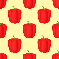 Red paprika pepper seamless pattern. Vector decorative design for backdrops, wrapping paper, fabric textile prints. Vector illustration