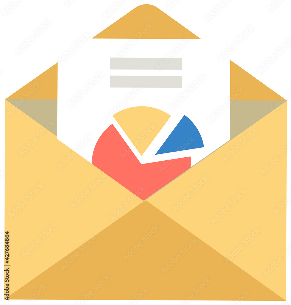 Poster opened yellow envelope with document and color chart. letter with project planning and management