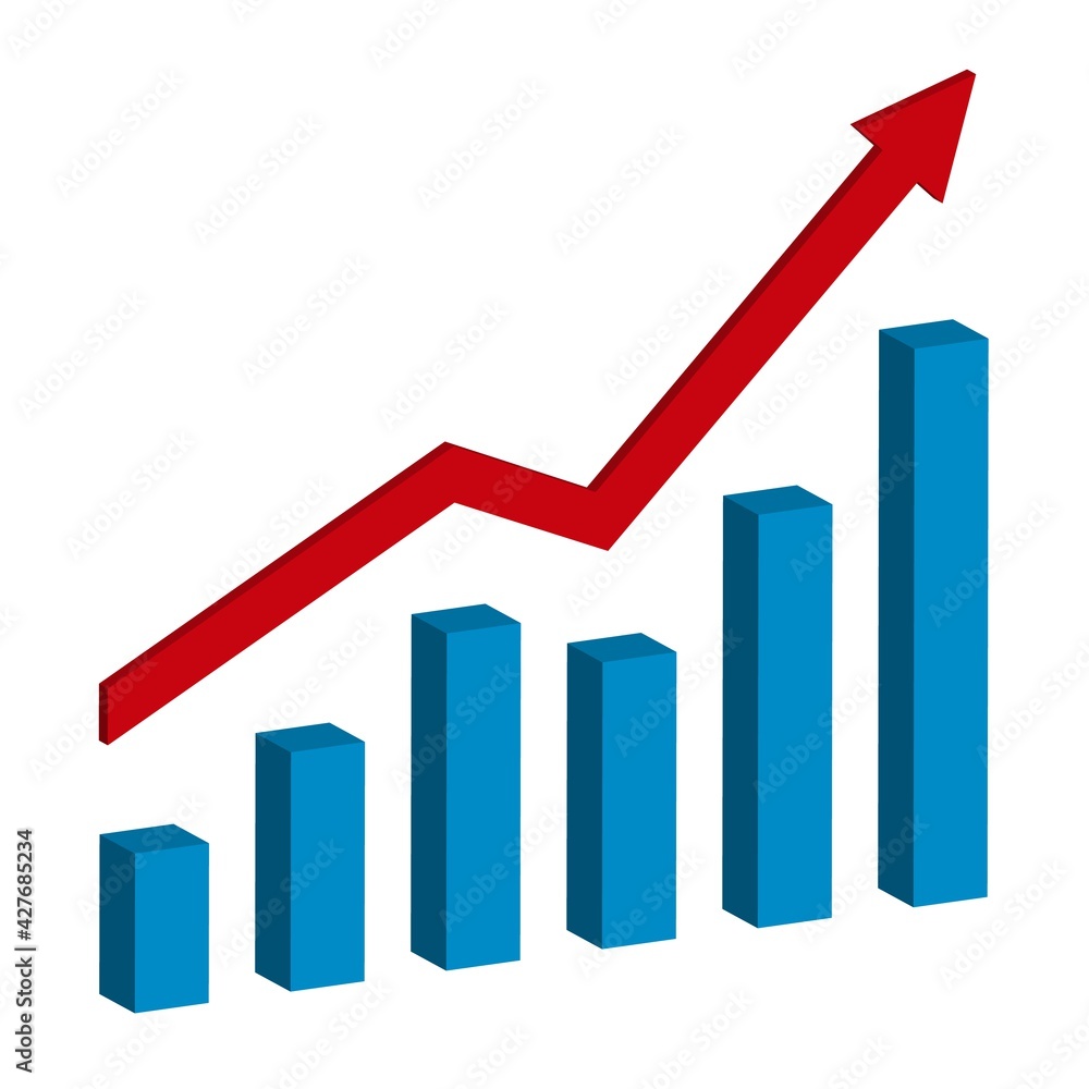 Poster graph with increase report. diagram with rise and gain progress. vector