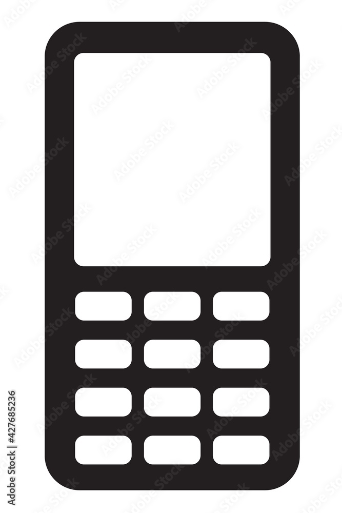 Poster push-button telephone icon with blank screen for design. mobile phone vector illustrator