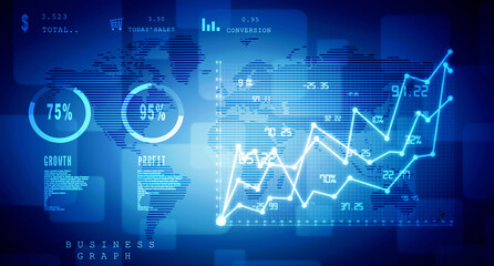 2d rendering Stock market online business concept. business Graph 

