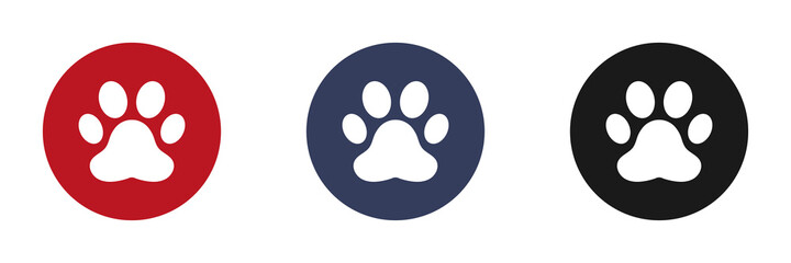 Animal paw icons set. Flat design. Vector illustration.