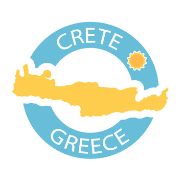 Crete stamp with map icon- vector illustration