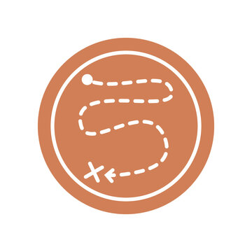 Trip icon, trip logo, line and arrow inside the circle, circle logo, vector object