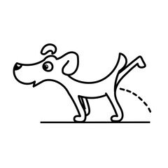 Pissing dog. Cute dog for a walk.