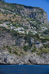 view to the city in the mountains of the Amalfi Coast, Italy
