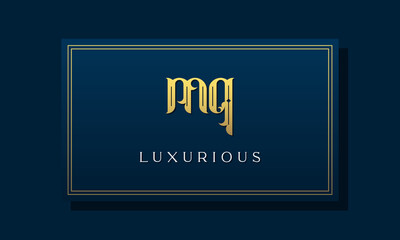 Vintage royal initial letters MQ logo.