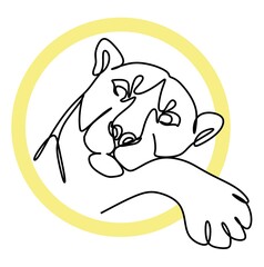 Continuous linear drawing of the 2022 tiger symbol for poster, brochure, banner, invitation card, illustration isolated on a white background.