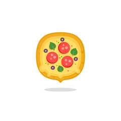 Pizza cafe logo, pizza icon, emblem for fast food restaurant. Simple flat style pizza logo isolated on white background