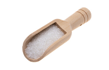 wooden spoon with sugar isolated