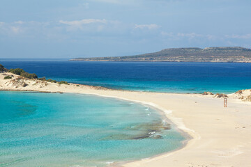 Fototapeta na wymiar Beach of Simos, in Elafonissos island, in Laconia region, Peloponnese, Greece, Europe.