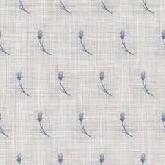 Tuinposter Landelijke stijl Naadloze Franse boerderij bloemen linnen gedrukte achtergrond. Provence blauw grijs patroon textuur. Shabby chique stijl geweven achtergrond. Textiel rustiek scandi all-over print effect. Motief van aquarelverf