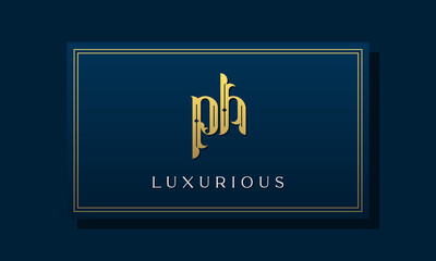 Vintage royal initial letters PH logo.