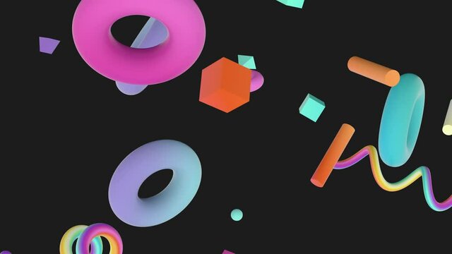 Abstract colorful 3d art background with geometric shape. memphis style.