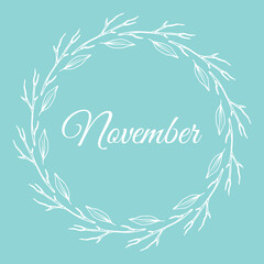 Autumn wreath of hand drawn leaves for greeting card and Invitation