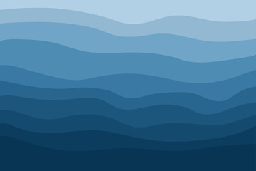 Top view of the blue sea. Abstract stylish background with ocean waves. Blue water and sky of different shades. Concept of travel, leisure and tourism. Vector poster wall art