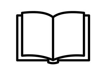 Open book icon in line style. Pictogram of library, educational or learning 
