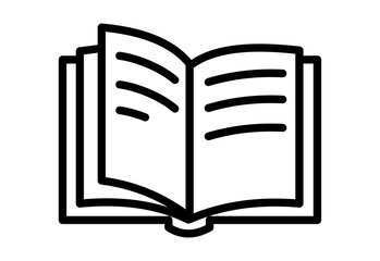 Open book icon in line style. Pictogram of library, educational or learning 