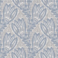 Naadloze Franse boerderij bloemen linnen gedrukte achtergrond. Provence blauw grijs patroon textuur. Shabby chique stijl geweven achtergrond. Textiel rustiek scandi all-over print effect. Motief van aquarelverf