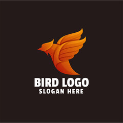 Bird Mascot Gradient Logo Template