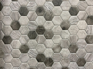 Tiles. A white marble wall with hexagon tiles for texture and background
