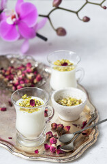 Obraz na płótnie Canvas Sahlab drink is a Middle Eastern sweet milk pudding 