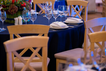 Served table in a restaurant for a holiday