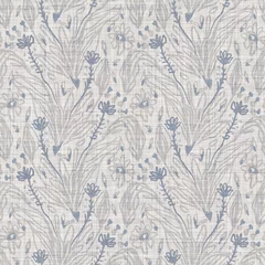 Wallpaper murals Farmhouse style Seamless french farmhouse floral linen printed background. Provence blue gray pattern texture. Shabby chic style woven background. Textile rustic scandi all over print effect. Watercolor paint motif