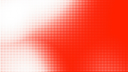 Dots halftone red white color pattern gradient texture with technology digital background. Dots pop art comics style.