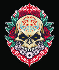  dias de los muertos skull with roses