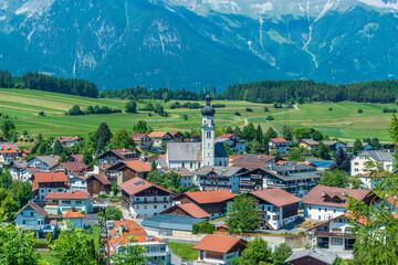 Fototapeta na wymiar The village of Natters in Natters in the Innsbruck-Land in the Austrian state of Tyrol located 3.5 km south of Innsbruck.