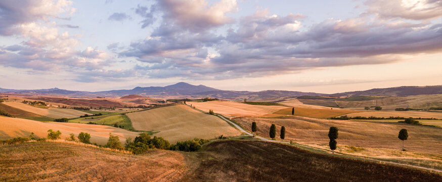 Fototapeta Aerial view of Val d'Orcia, Siena, Tuscany, Italy