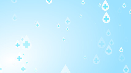 Medical health cross white on blue sanitizer drop pattern background. Abstract healthcare clean and Hygiene concept.