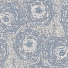 Photo sur Plexiglas Style campagnard Fond imprimé en lin floral de ferme française sans couture. Texture de motif gris bleu Provence. Fond tissé de style shabby chic. Textile rustique scandi all over effet d& 39 impression. Motif de peinture à l& 39 aquarelle