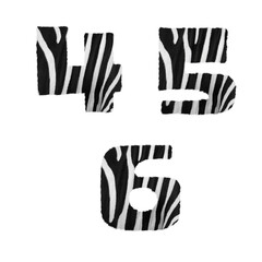Zebra fur alphabet - digits 4-6