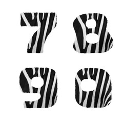 Zebra fur alphabet - digits 7-0