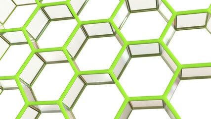 Technology concept. Green hexagons 