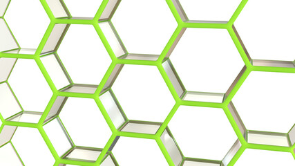 Technology concept. Green hexagons 