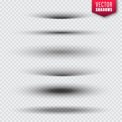 Vector shadows collection on transparent background. Realistic shadow effect for design. Vector illustration.