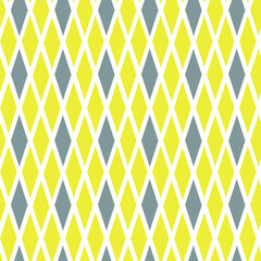 Seamless patterns. A yellow and gray rhombus with a white outline. Contemporary colors.