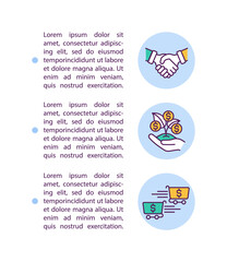 Protection of free trading and competition concept line icons with text. PPT page vector template with copy space. Brochure, magazine, newsletter design element. Business linear illustrations on white