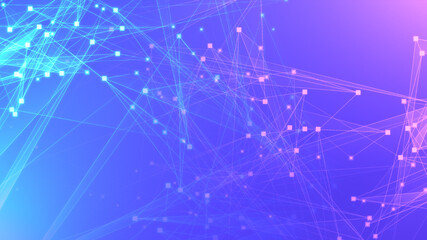 Abstract purple violet polygon tech network with connect technology background. Abstract dots and lines texture background. 3d rendering.