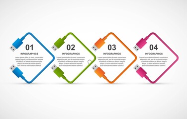 Abstract options infographics template. USB cable. Infographics for business presentations or information banner.
