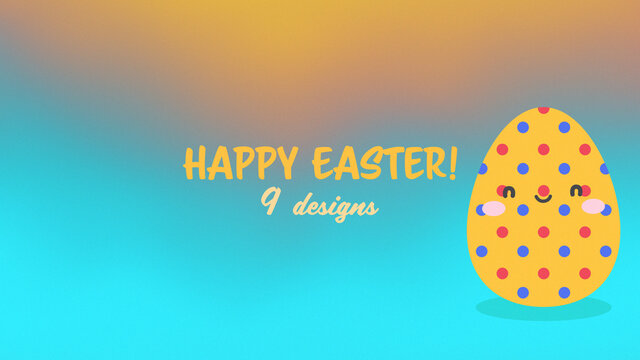 Happy Easter with Rolling Egg 9 Designs Title
