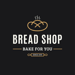 Bakery logo. Logo of bread on black background