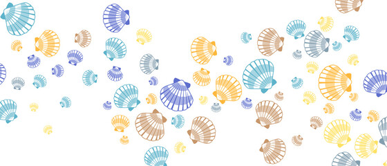 Marine seashell vector graphics, pearl bivalved mollusks illustration.