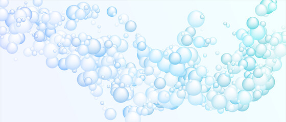 Fototapeta na wymiar Soap foam bubbles vector concept, abstract shampoo soapy effect background.