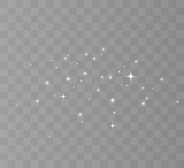 Glowing light effect with many glitter particles isolated on transparent background, star cloud with dust. Vector illustration.