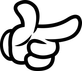 Outlined Cartoon Hand With Pointing Finger. Vector Illustration Isolated On White Background